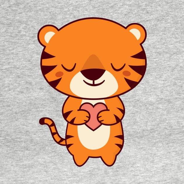 Kawaii Cute Tiger With A Heart by happinessinatee